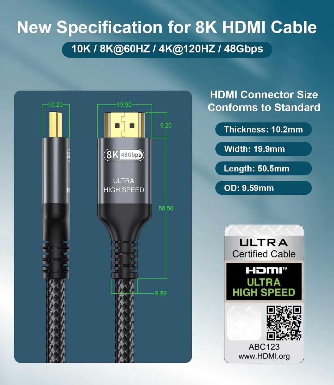 Zertifiziertes HDMI 2.1 Kabel 8K 5m, 48Gbps Ultra High Speed HDMI-Kabel 4K 120Hz/144Hz 8k 60Hz 4:4:4
