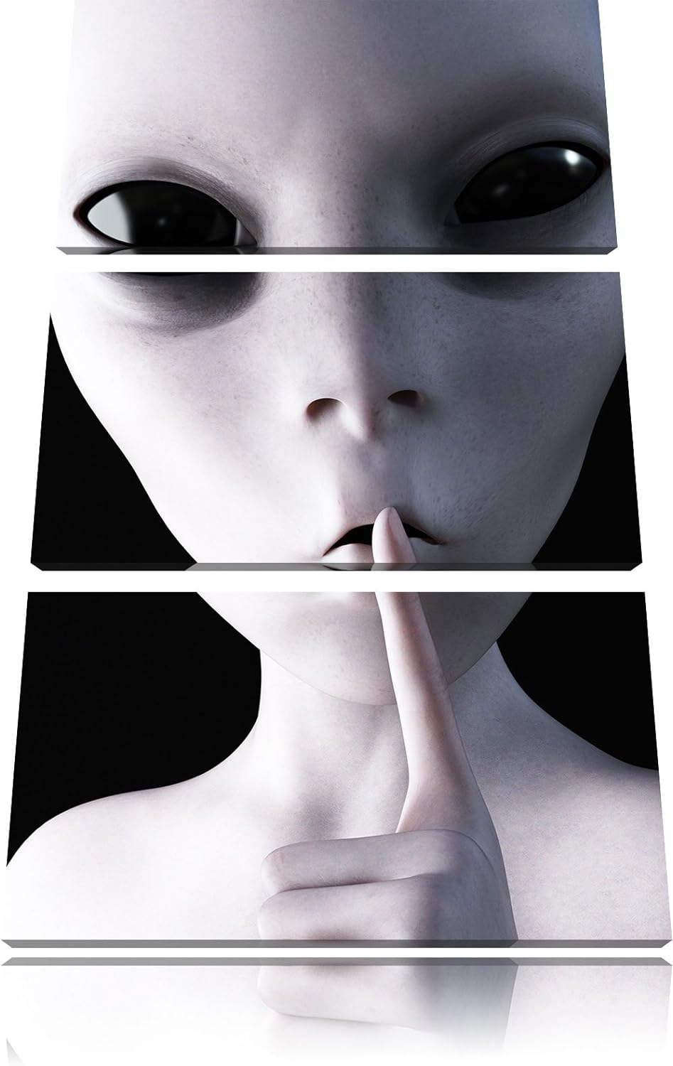 Pixxprint Alien - Nicht reden als Leinwandbild | Grösse: 3 Teilig (120x80) | Wandbild| Kunstdruck |