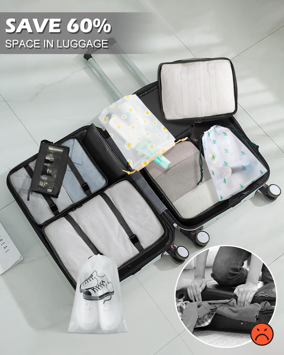 Koffer Organizer Set 18-teilig, Wasserdicht Packing Cubes, Multifunktionale Travel Packwürfel, Koffe