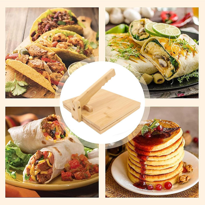 Tortilla-Presse, Holz -Tortilla -Pressemacher, Teigmaschine Handbuch Tortilla Press mit 50 Pergament