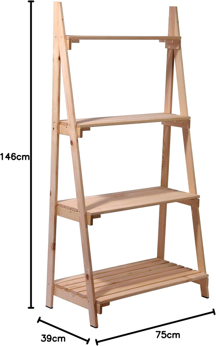 dobar® 58465e Grosses Blumenregal 4-stufig | Pflanzregal Massivholz | Blumenleiter | Pflanzständer |