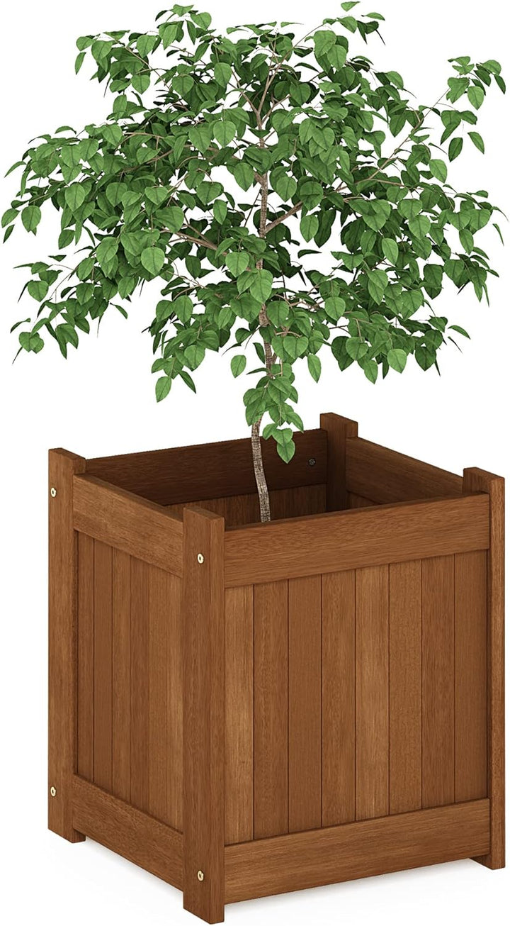 Furinno Tioman Blumenkasten in Teaköl, braun, 39,12 x 39,12 x 44,96 cm Garten, Garten