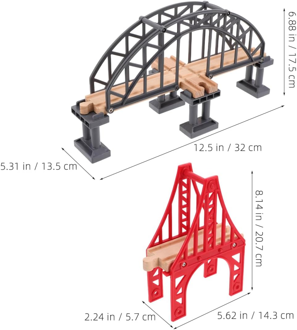 UPKOCH 2stücke Holz Eisenbahnbrücke Spielzeug Zug Brücke Für Holzgleise Modellbahn Zubehör Bausatz E