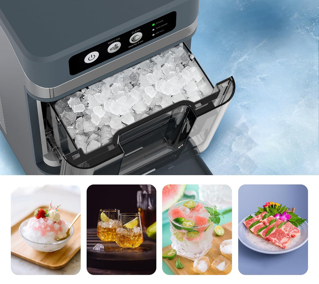 Nugget lce Maker Machine,Chewable Pellet Ice Machine,Self-Cleaning,One-Click Operation,for Home/Kitc