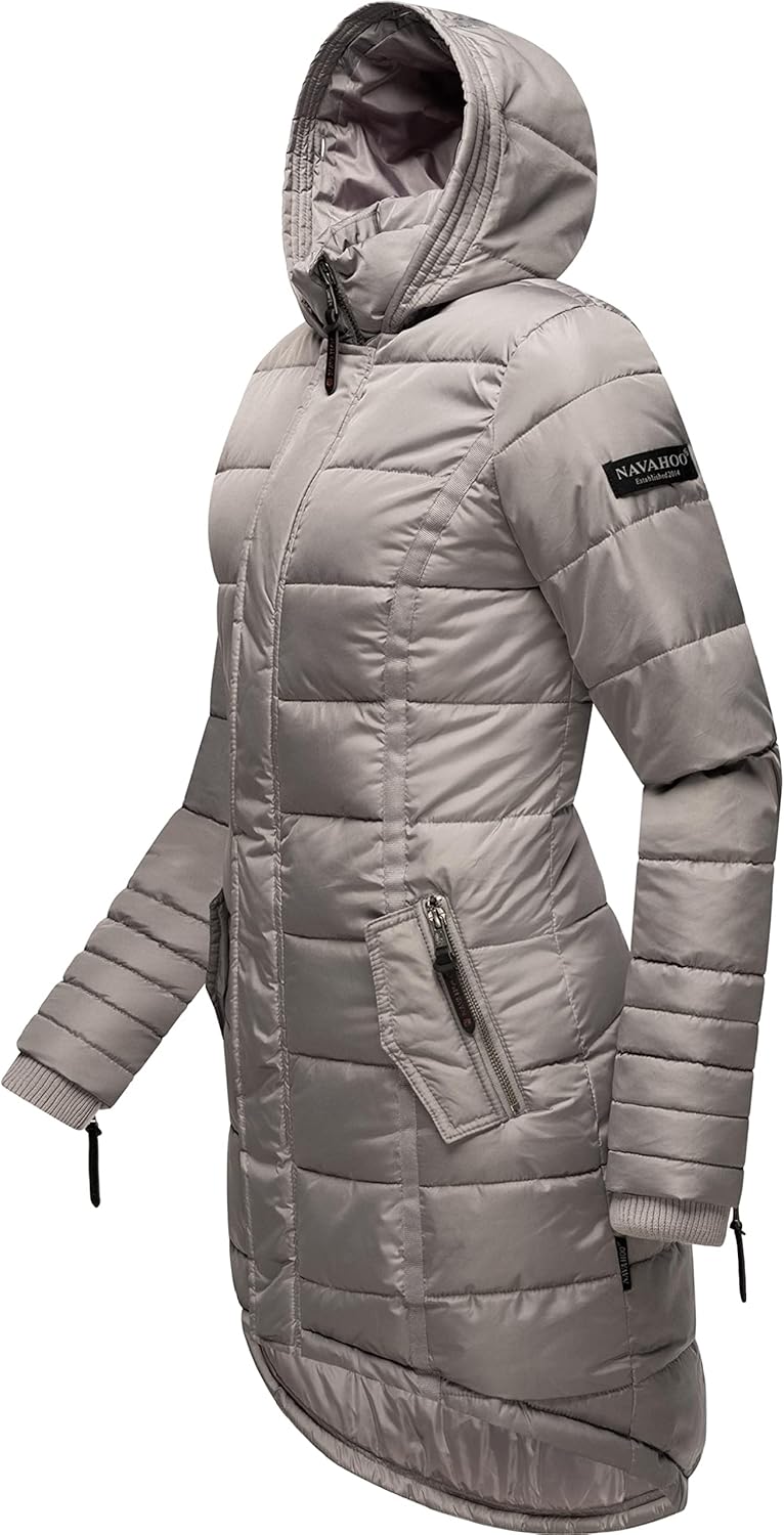 Navahoo Damen Warmer Winter Steppmantel Papaya XS-XXL S Zinc Grey, S Zinc Grey
