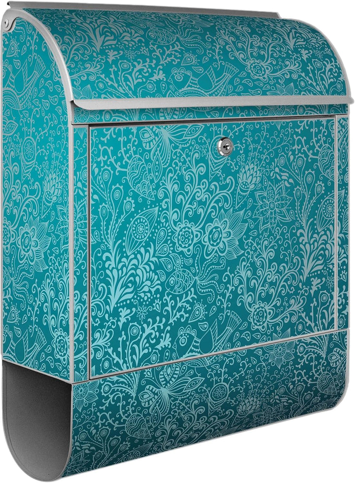 banjado® Design Briefkasten mit Motiv Mandala Landschaft 39x47x14cm &amp; 2 Schlüssel - Briefkasten Stah