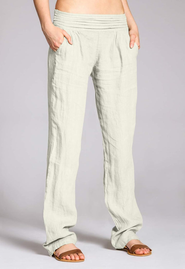 Caspar KHS020 Damen Casual Leinen Hose, Beige