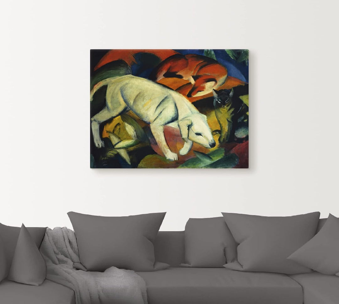 ARTland Leinwandbilder Wandbild Bild auf Leinwand 60x45 cm Wanddeko Abstrakte Kunst Idyll Drei Tiere