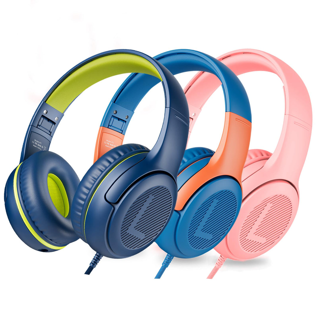 awatrue Kinder Kopfhörer[3 Pack], Kabel Kinderkopfhörer mit Mikrofon, Kopfhörer Kinder für Schule/Re
