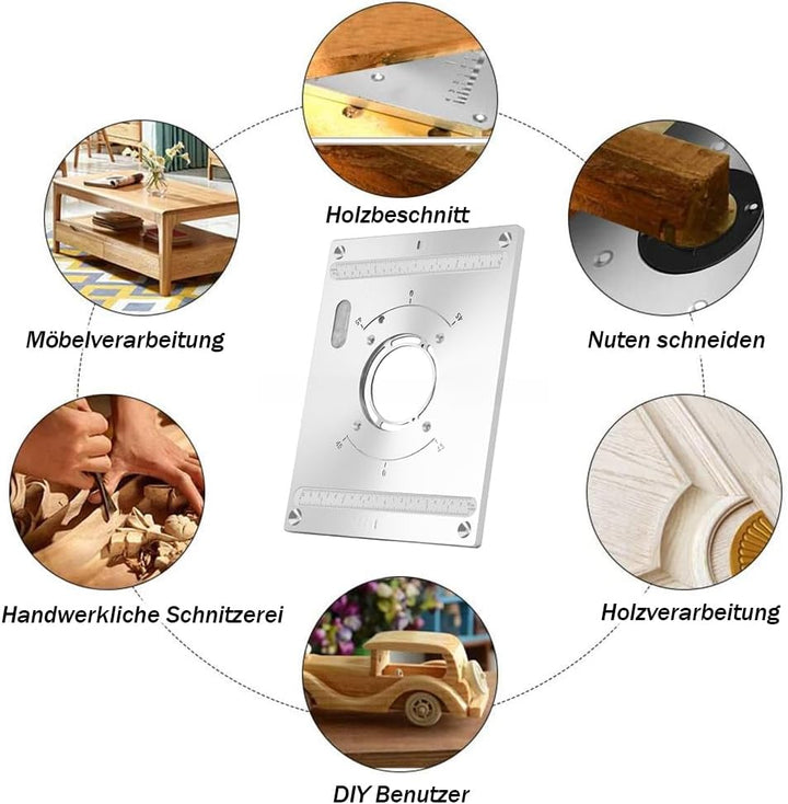 Oberfräse Einlegeplatte, Aluminium Router Tischeinsatzplatte mit Hebefunktion Oberfräse Tisch Einsat