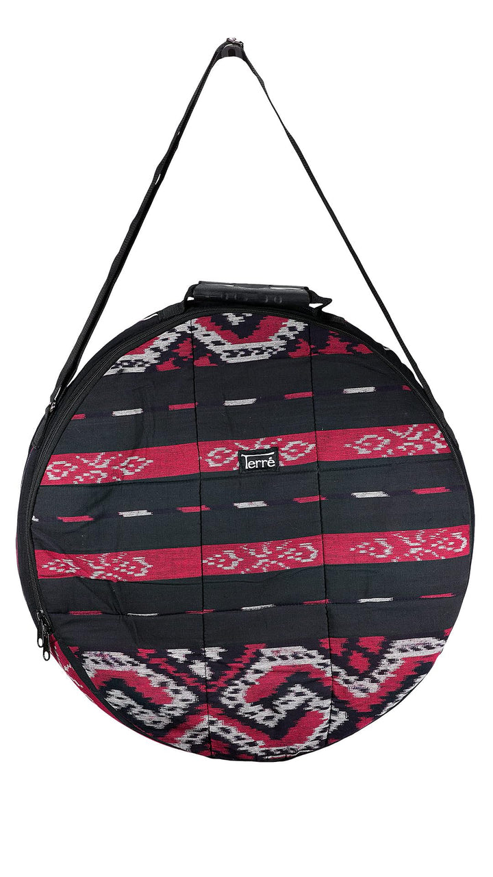 Terré Shamandrum Tasche ROT aus Ikat Ø 40 cm Schamanentrommel Rund Ritual Drum Trageriemen