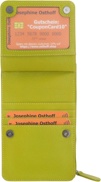 Josephine Osthoff Handy Umhängetasche mit Vortasche für Kopfhörer, handgemacht aus 100% Echtleder, C