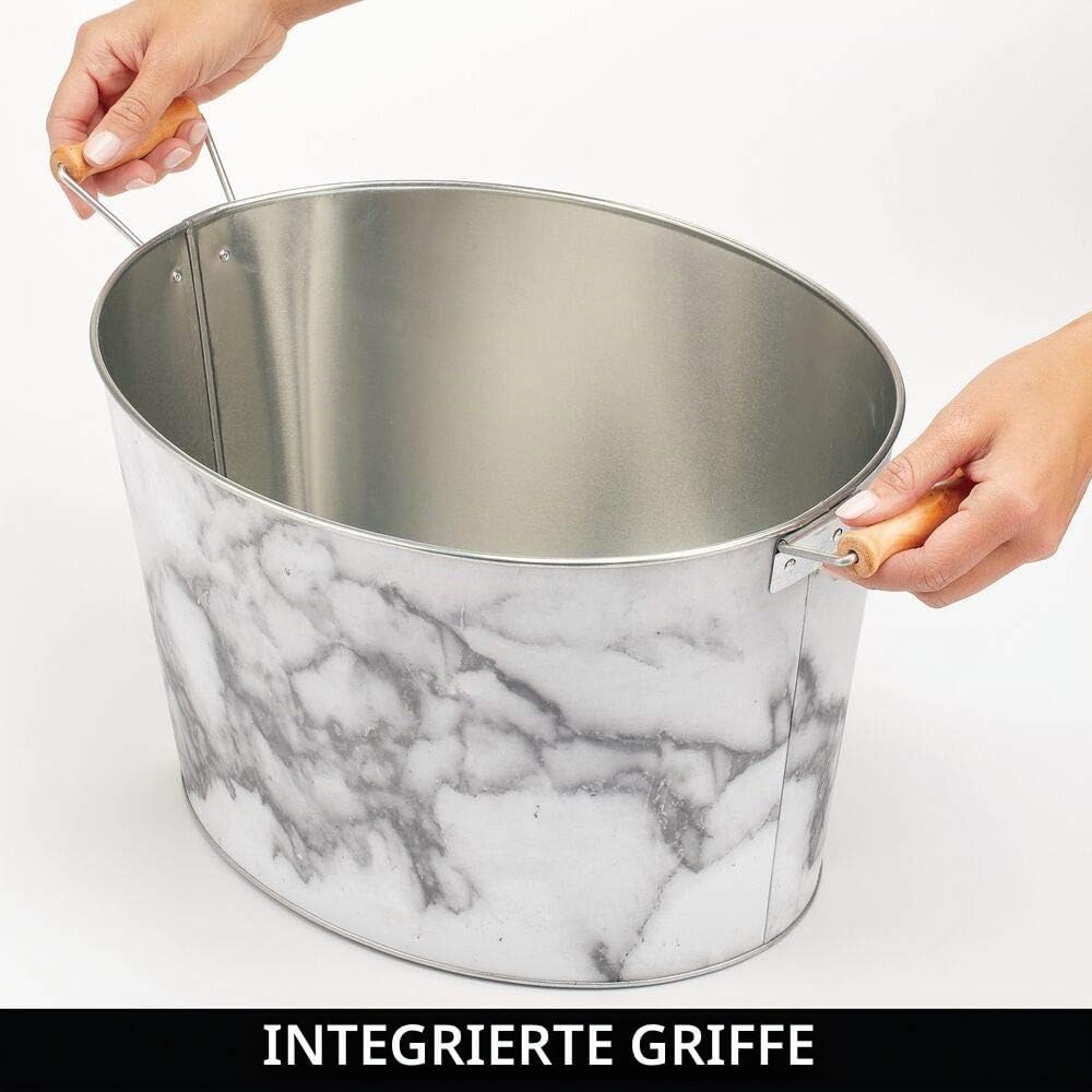 mDesign Flaschenkühler aus Metall – dekorativer Getränkekühler mit Griffen – ideal als Getränkewanne