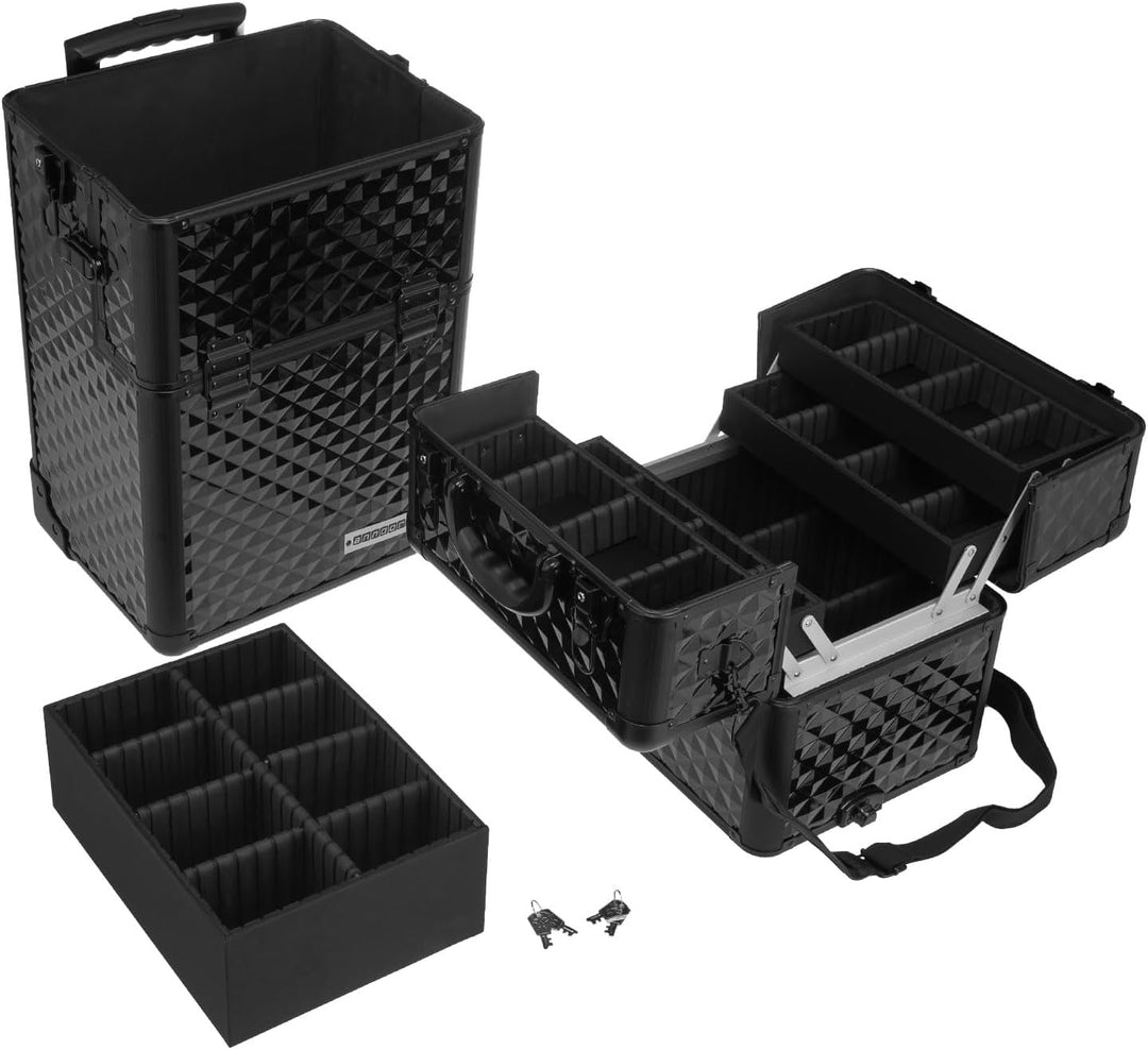 anndora 2 Rad Beauty Trolley 60 Liter Salontrolley Friseurkoffer komplett schwarz Dk: Komplett Schwa