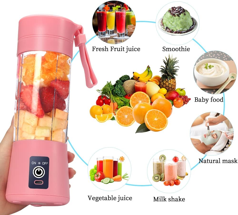 Mixer Smoothie Maker, elektrischer USB-Entsafter-Mixer, tragbarer Mini-Mixer mit sechs Klingen für S