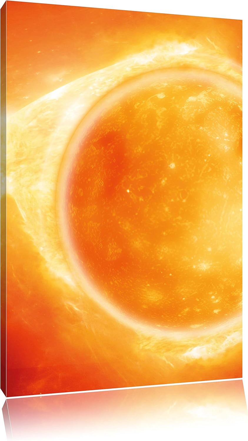 Sonne Feuerball, Format: 100x70 auf Leinwand, XXL riesige Bilder fertig gerahmt mit Keilrahmen, Kuns