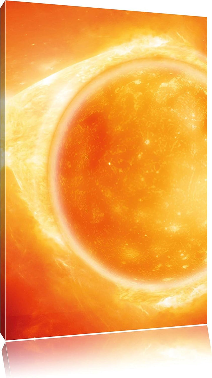 Sonne Feuerball, Format: 100x70 auf Leinwand, XXL riesige Bilder fertig gerahmt mit Keilrahmen, Kuns