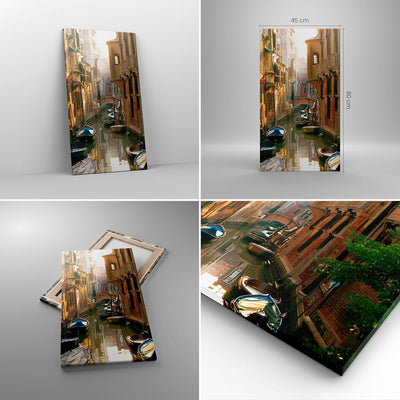 Bilder auf Leinwand Venedig Brücke Wasser Haus Leinwandbild mit Rahmen 45x80cm Wandbilder Dekoration