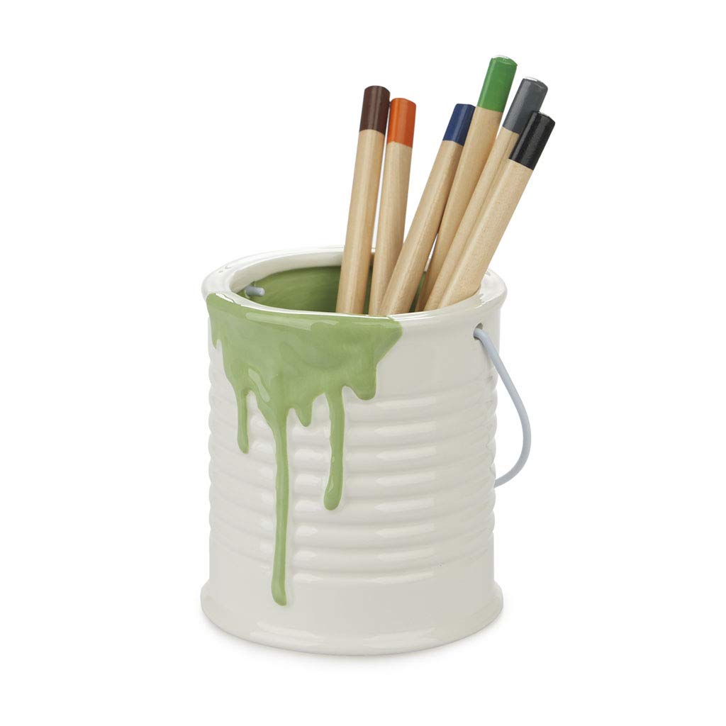 balvi Schreibutensilienbehälter Painty Grün Und Weiss Farbe Original Topf für Bleistifte und Spass i