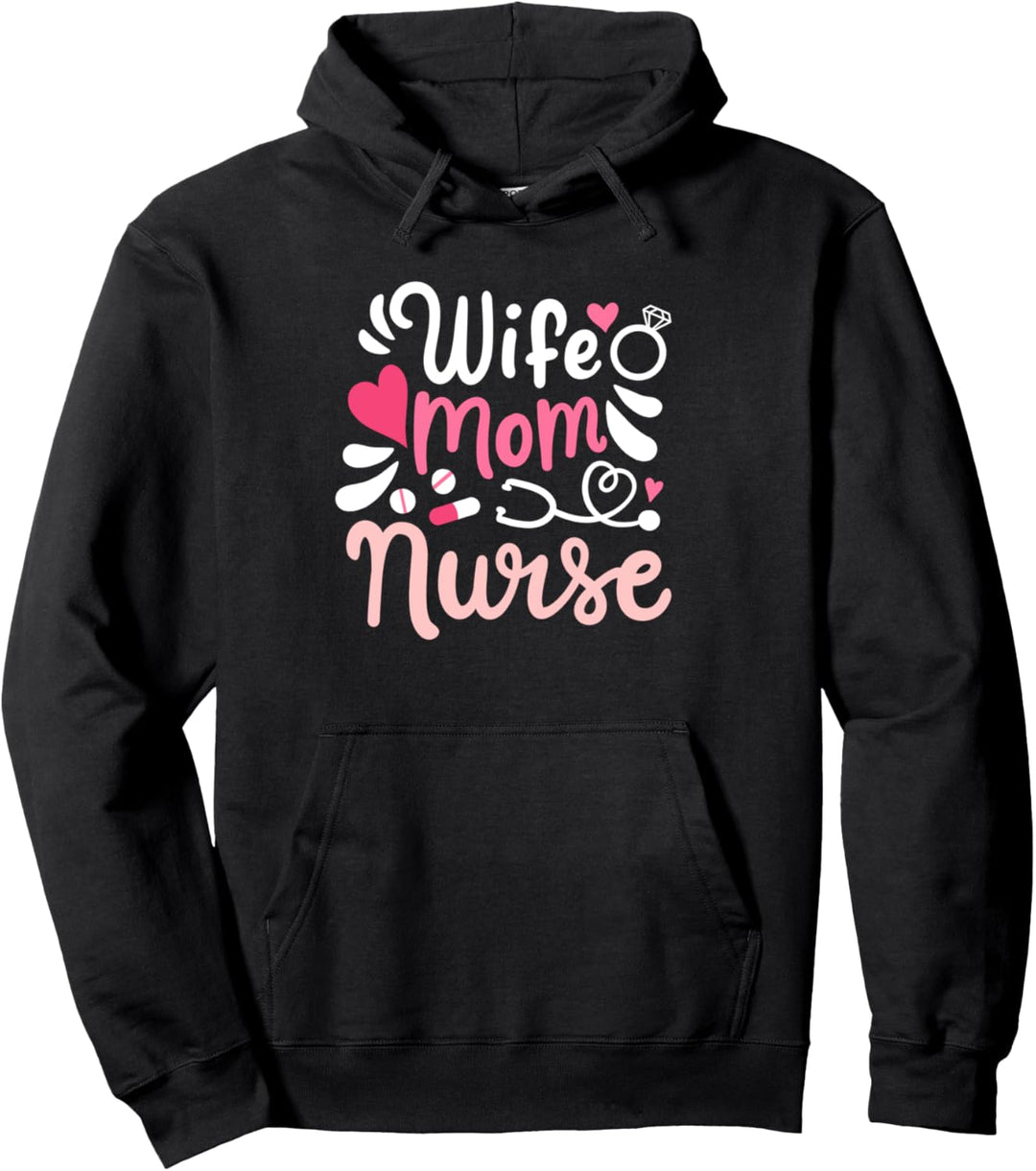 Ehefrau Mama Krankenschwester Ring Herz Stethoskop Mütter Pullover Hoodie