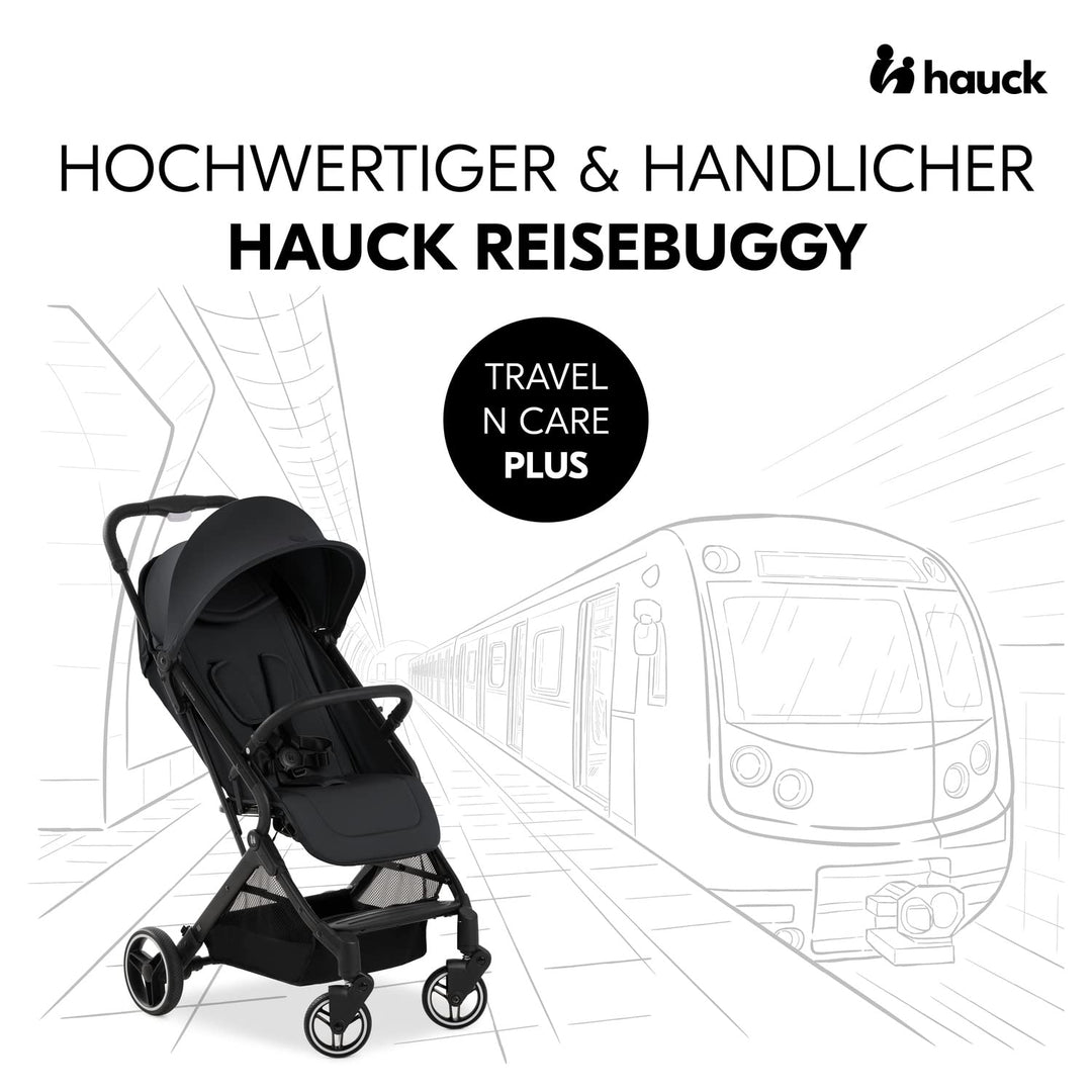 hauck Travel N Care Plus, Black - Reisebuggy für Kinder ab Geburt bis 22 kg mit Liegefunktion & Kopf
