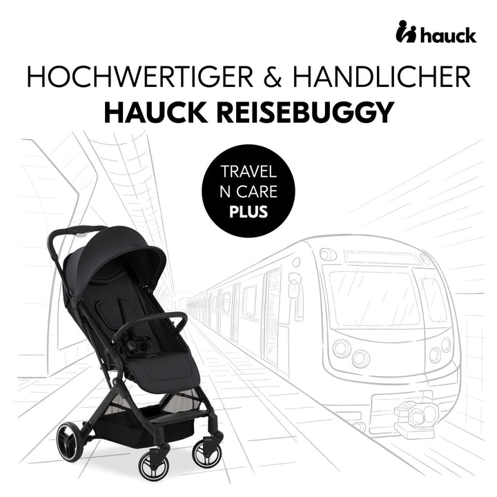 hauck Travel N Care Plus, Black - Reisebuggy für Kinder ab Geburt bis 22 kg mit Liegefunktion & Kopf