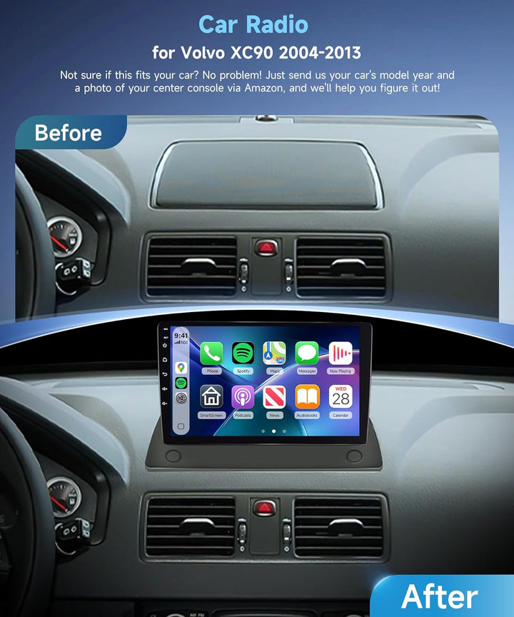 8 Kern 4G+64G Autoradio Android 15 für Volvo XC90 2004-2013, 9'' 1280*720P HD IPS Touchscreen Auto R