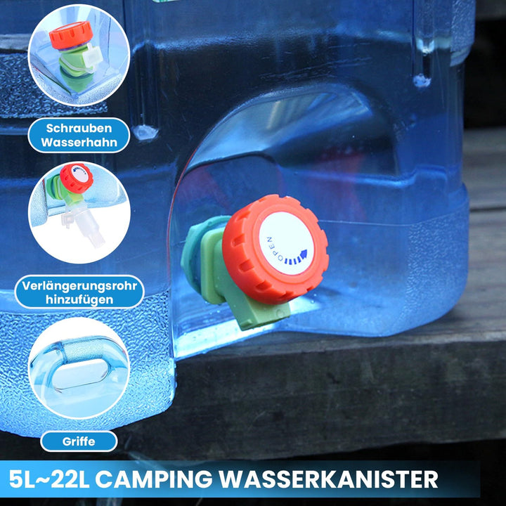 Umikk 5L~22L Camping Wasserkanister, Wasserbehälter mit Hahn, Tragbarer Trinkwasserkanister, Wassert