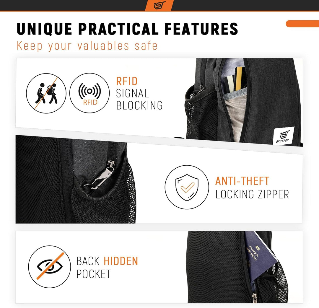 SKYSPER Brusttasche Schultertasche Leichte Sling Bag Herren Klein Schulter Tasche RFID-Schutz Crossb