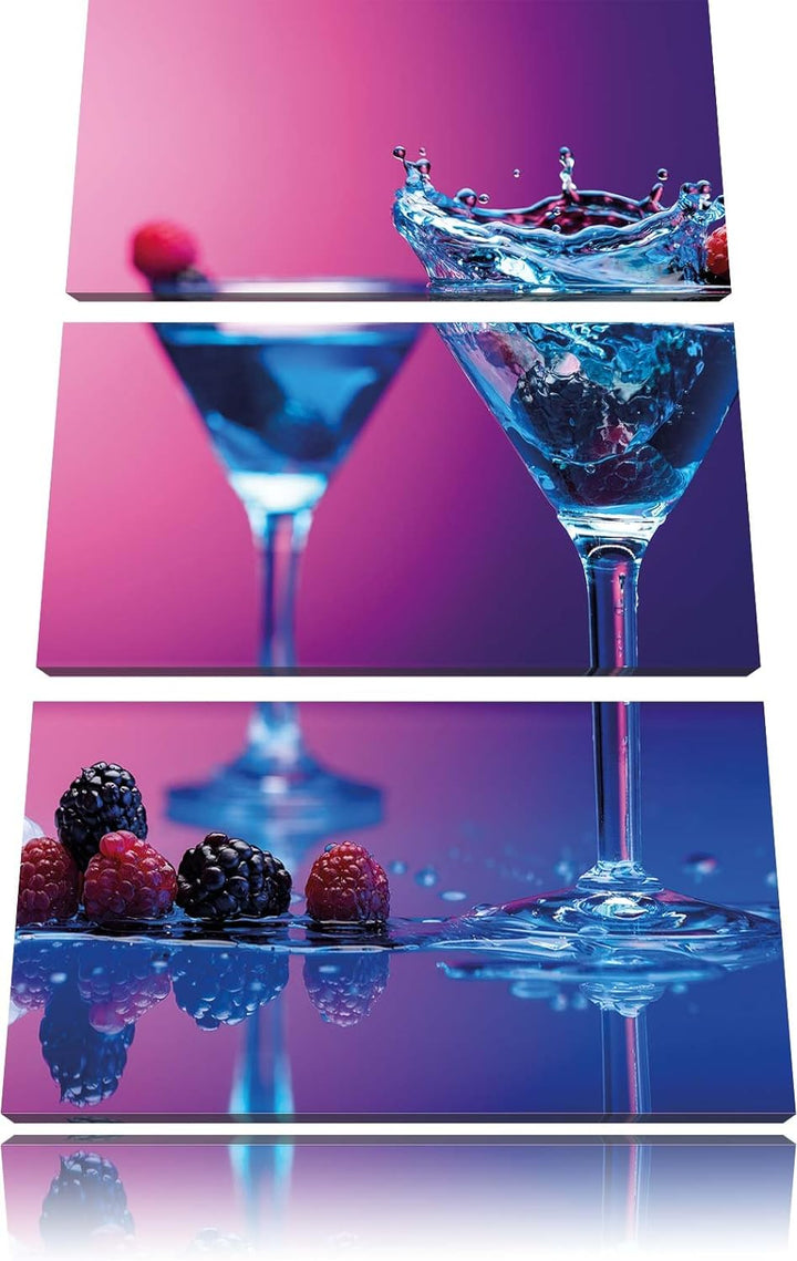 Pixxprint Coole Cocktails als Leinwandbild | Grösse: 3 Teilig (120x80) | Wandbild| Kunstdruck | fert