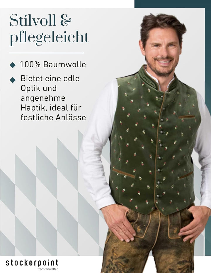 Stockerpoint Herren Trachtenweste Calzado 46 Grün (Moosgrün), 46 Grün (Moosgrün)