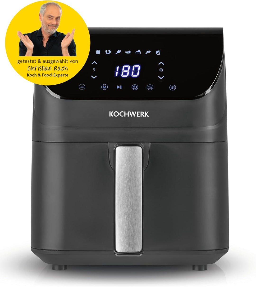 Rachs KOCHWERK Digitale Heissluftfritteuse 4L | Airfryer mit Touchscreen für fettarmes Garen, Grille