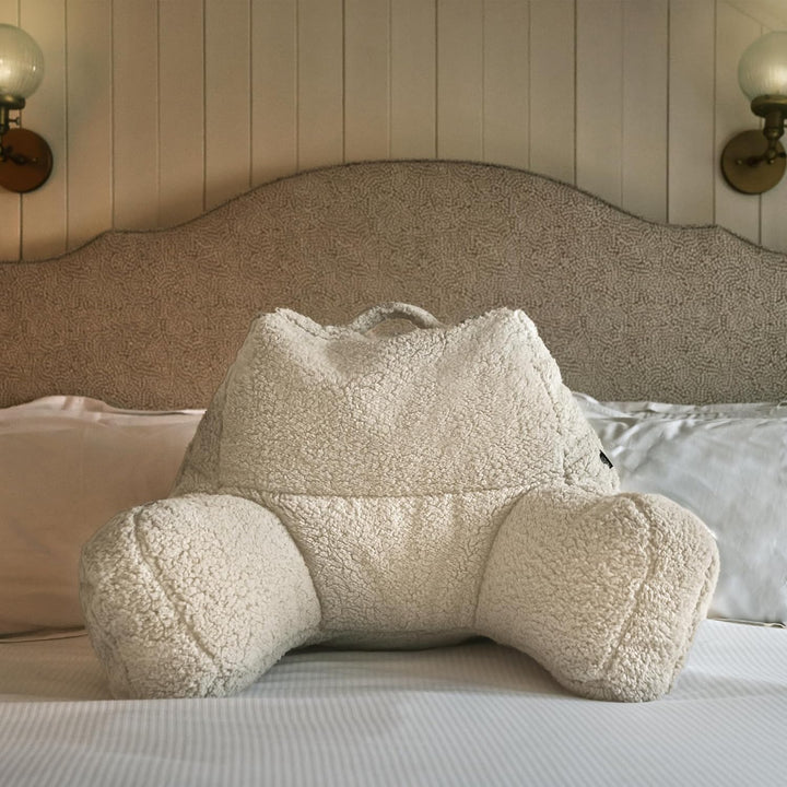 Icon Teddybär Rückenlehne Lesekissen, Beige, 2er Pack, Lesekissen Flauschig mit Sitzsack Füllung, Rü