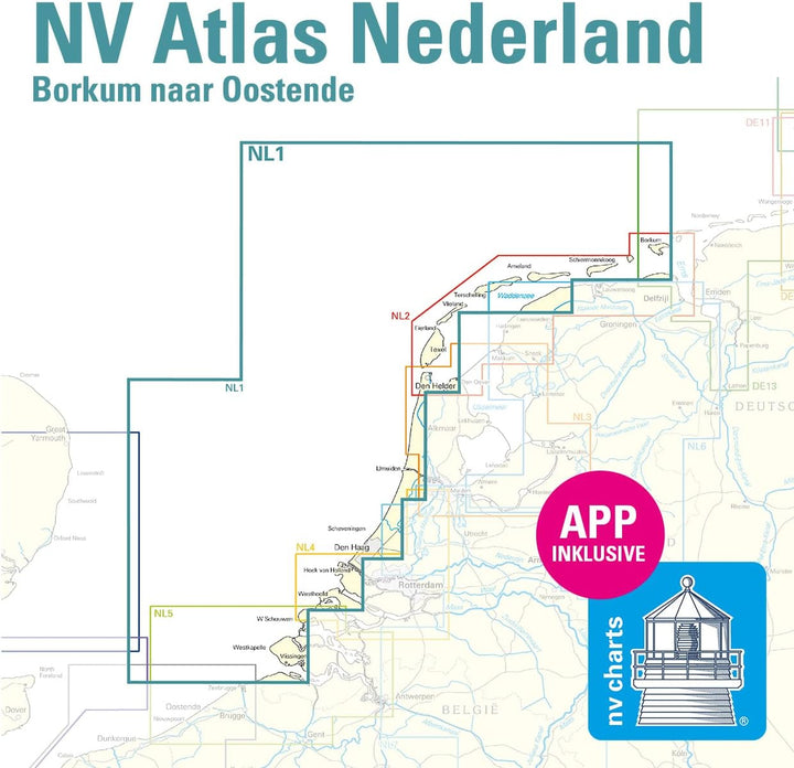 NV Atlas Nederland NL 1 mit App Lizenz - Seekarte Niederlande - Oosten naar Borkum