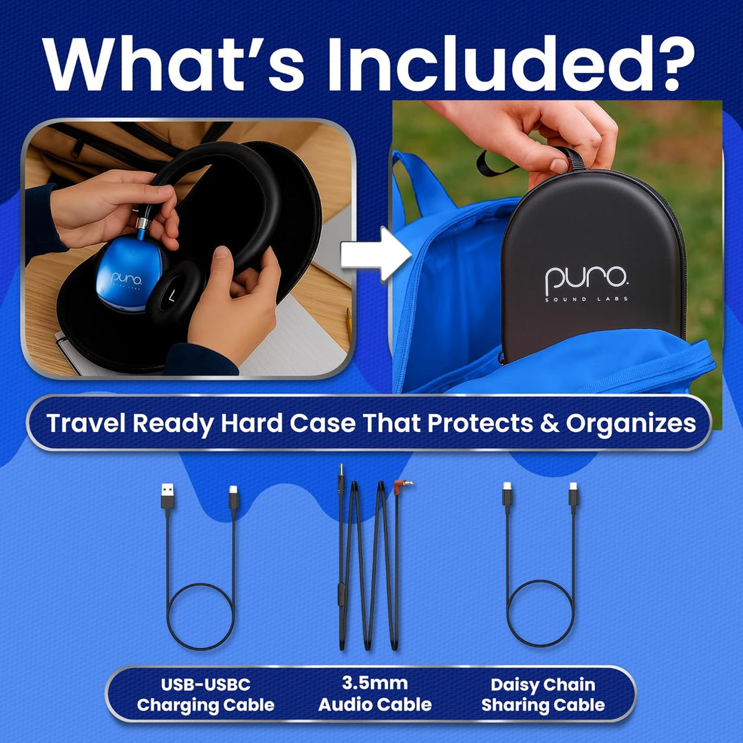 Puro Sound Labs PuroQuiet Plus Lautstärkebegrenzte On-Ear Active Noise Cancelling Bluetooth Kopfhöre