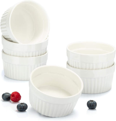 COM-FOUR® 6x Soufflé Förmchen - Creme Brulee Schälchen aus Keramik - Ofenfeste Förmchen - Dessertsch