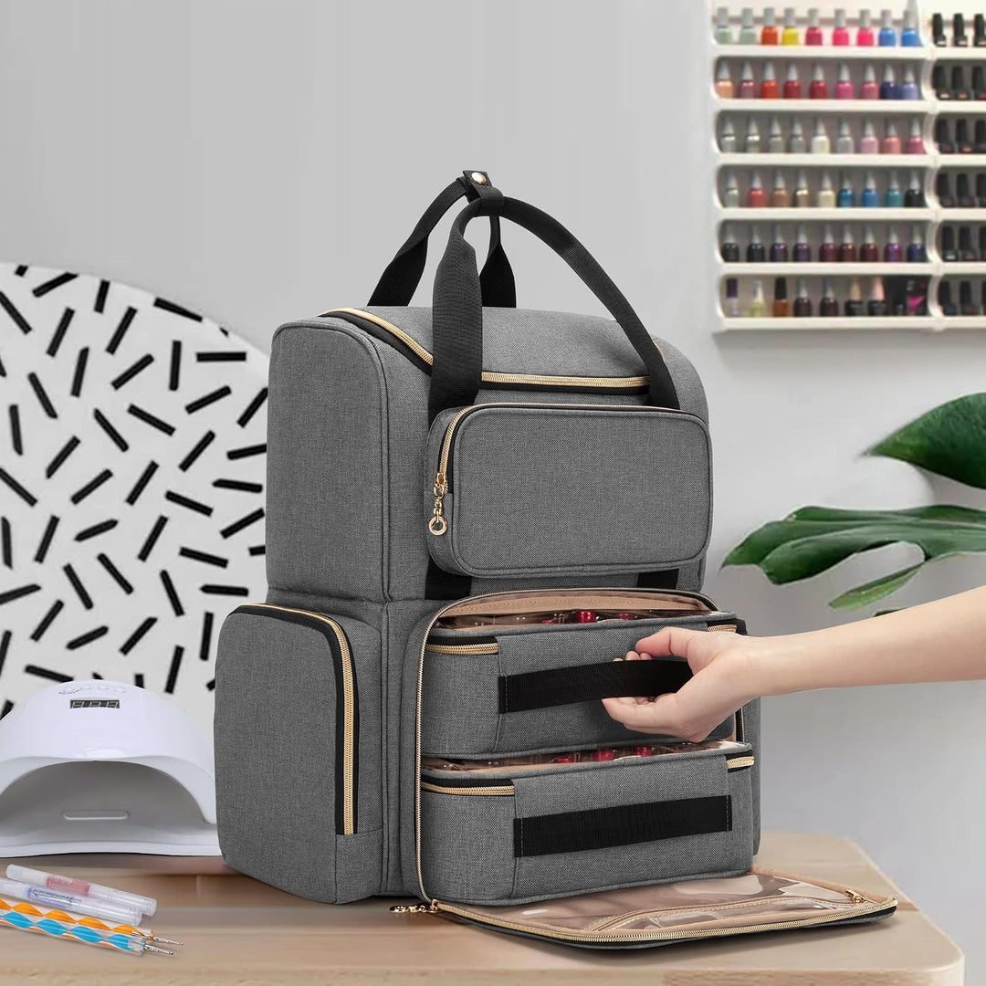 Luxja Nagellack-Organizer für 70 Flaschen, Grau, Grau
