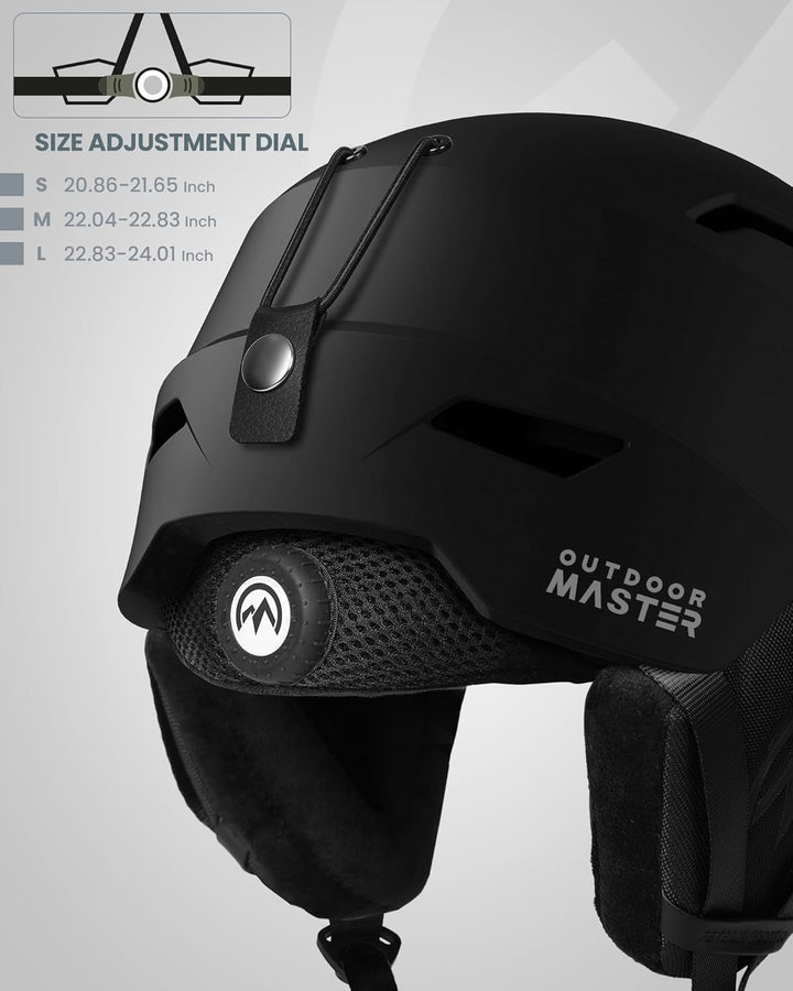 OutdoorMaster Skihelm-Set, Snowboard-Helm mit Brille für Erwachsene - 12 Belüftungsöffnungen - Skihe