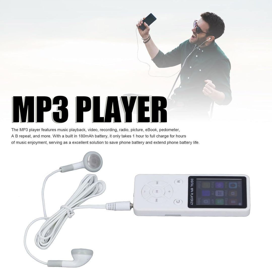 MP3-Player/MP4-Player 64GB Bluetooth 5.0 HiFi MP3 Musik-Player, 1,8-Zoll-LCD-Bildschirm mit Lautspre