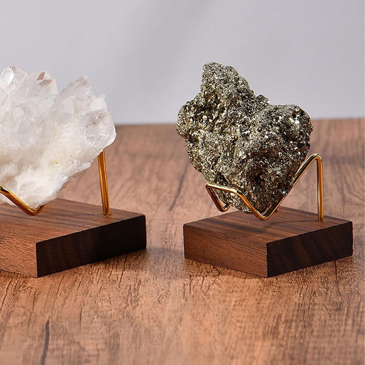 4 Stück Steinständer, Metallkristall Mit Holzsockel, Dekorativer Staffeleihalter, Mineralkristall-St