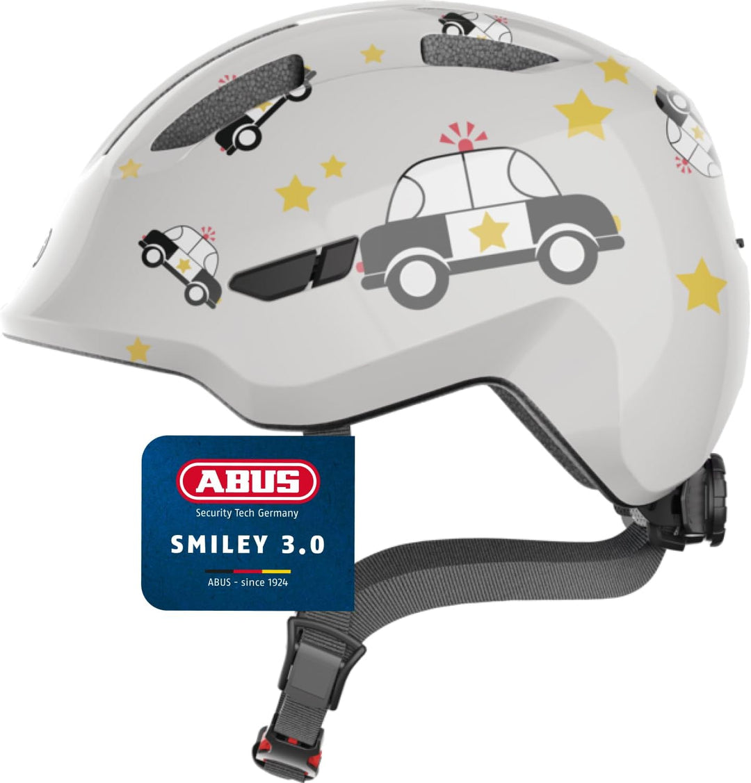 ABUS Kinderhelm Smiley 3.0 - Fahrradhelm mit tiefer Passform, kindergerechten Designs & Platz für ei