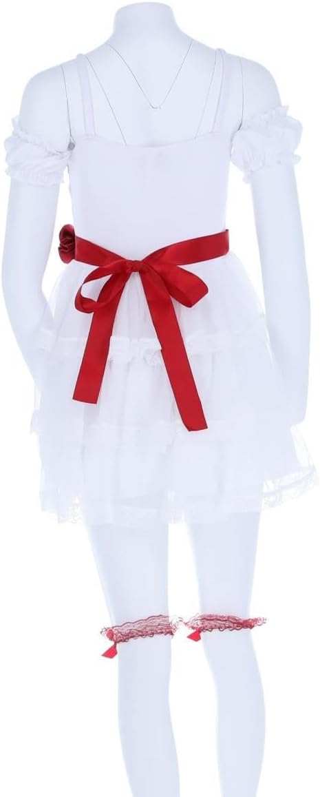 Smiffys 81003 Annabelle Minikleid Kostüm, Damen, Weiss & Rot X-Small (UK 4-6), X-Small (UK 4-6)