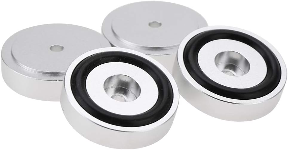 Elprico 4PCS Isolationsfüsse, 40 * 10 mm Verstärkerpad aus Aluminiumlegierung Silber eloxierende San