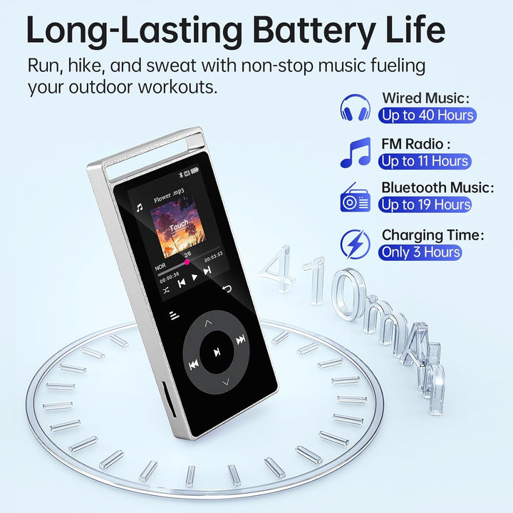 90GB MP3 Player Bluetooth 5.3, MP3-Player mit HiFi-Sound Touch-Tasten | MP3 mit Musik, Farbdisplay,