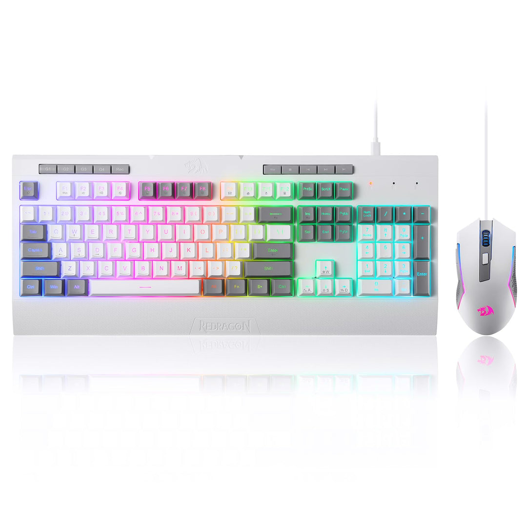 Redragon S151 Gaming-Tastatur- und Maus-Kombination, 104 Tasten K525 kabelgebundene RGB-Membrantasta