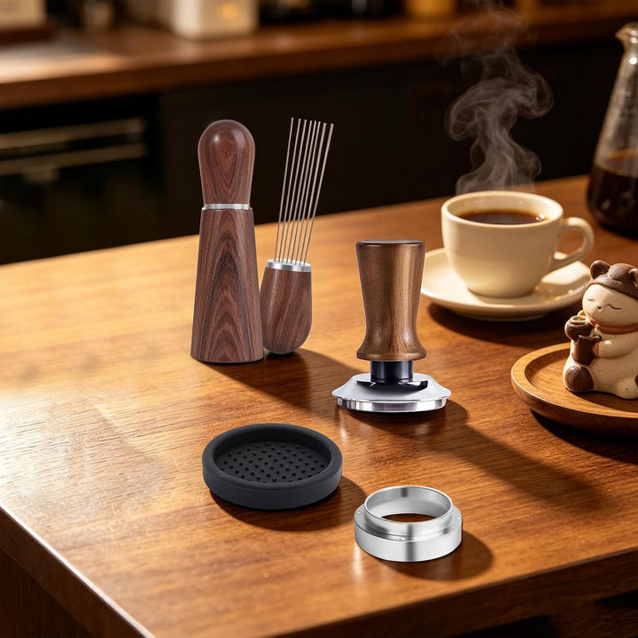 Espresso Tamper Set aus Holz mit WDT-Werkzeug 53mm