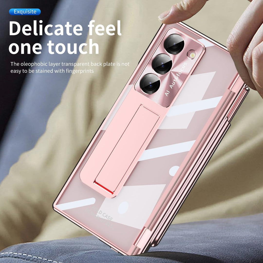 NINKI Kompatible mit Scharnierschutz für Samsung Z Fold 6 Hülle mit S Pen und Halter,Displayschutzfo