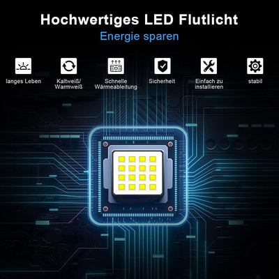 Lospitch 100W LED Strahler 1700LM Superhell Fluter, IP66 Wasserdicht Scheinwerfer Flutlicht, 3000K W