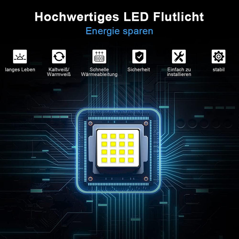 Lospitch 10er 50W LED Strahler Aussen, 8500LM Superhell Aussenstrahler, IP66 Wasserdicht LED Fluter,