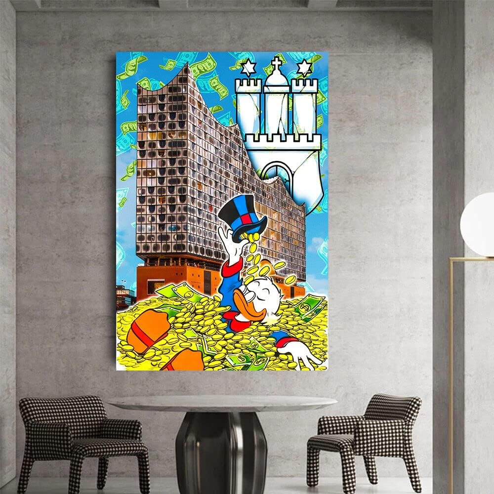 Magic Canvas Art Duck Elbphilharmonie Pop Art Leinwandbild 1- teilig Hochwertiger Kunstdruck Wandbil